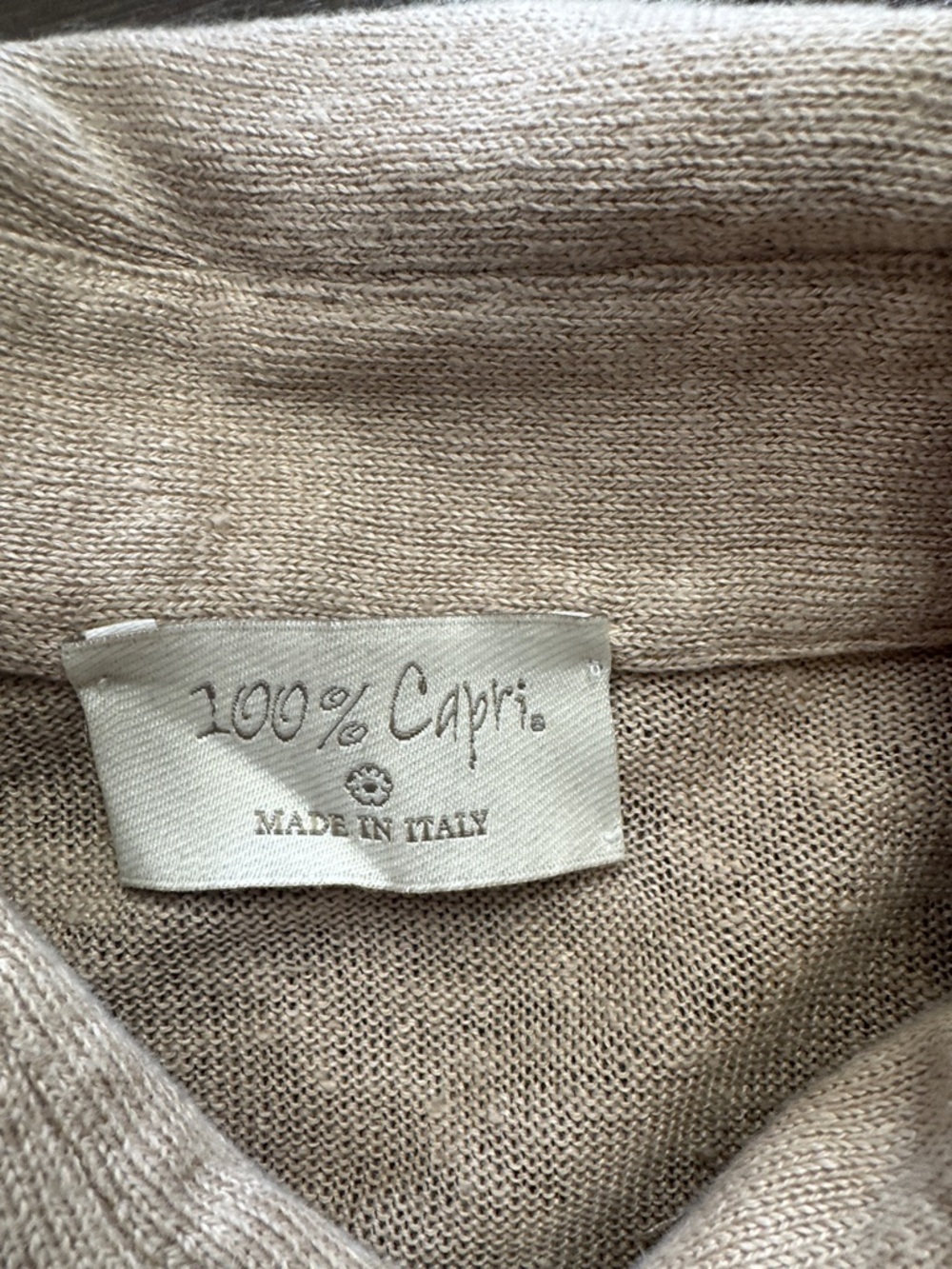 100% Capri Luxury Linen Light Beige Short-Sleeve Button-Down Polo - Picture 3 of 3